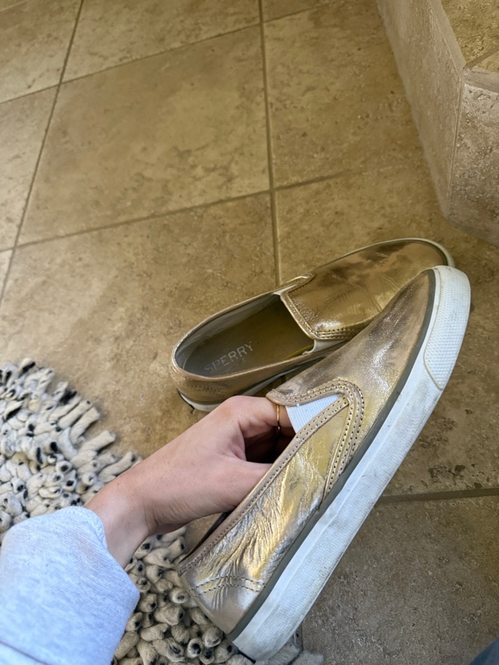 Sperry Shimmery Gold Slip-On Sneakers